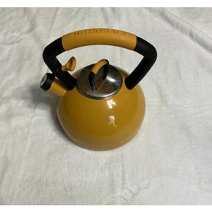 Kitchen Aid  Spring Yellow Whistling Teapot- Tea Kettle With Handle.